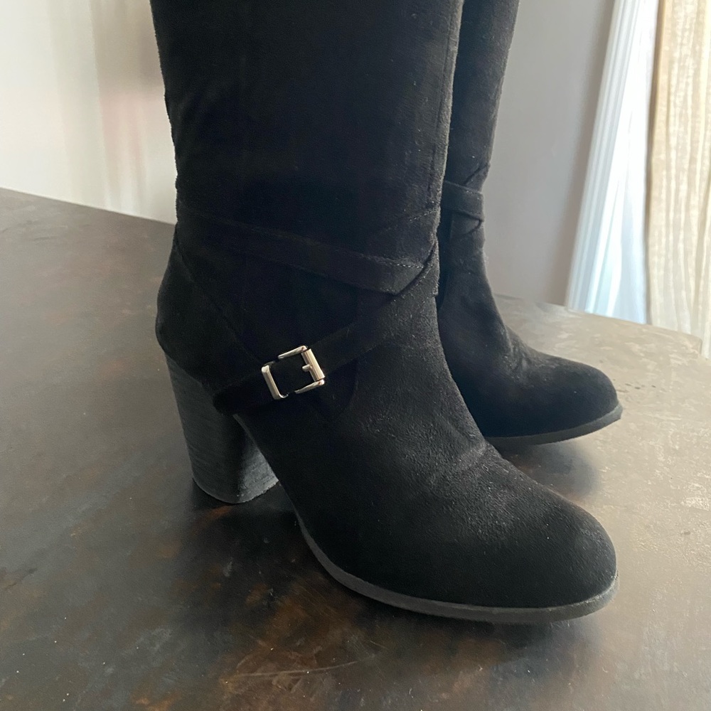 Over-The-Knee Boot with Silver Buckle, Size 6